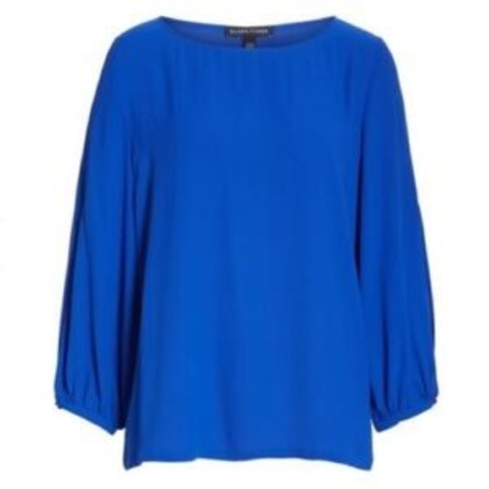 Eileen Fisher blue silk blouse